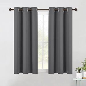 NICETOWN Bedroom Curtains Blackout Drapery Panels, Three Pass Microfiber Thermal Insulated Solid Ring Top Blackout Window Curtains / Drapes (Two Panels, 42 x 54 Inch, Gray)