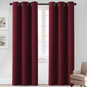 MeilleMaison Blackout Curtains for Bedroom Thermal Insulated Room Darkening Curtains for Living Room Soundproof Curtain Drapes, 2 Panels, 42 x 84 Inch, Wine (MMCSSS4202C37)