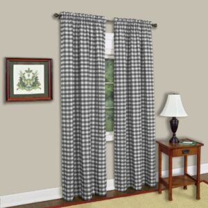 Buffalo Check Panel Window Curtain – 42 Inch Width, 84 Inch Length – Black & White Plaid – Light Filtering Farmhouse Country Drapes for Bedroom Living & Dining Room by Achim Home Decor