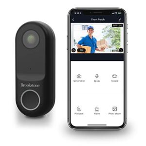 Brookstone Doorbell with Smart Camera Home Security System with Night Vision and Motion Detector