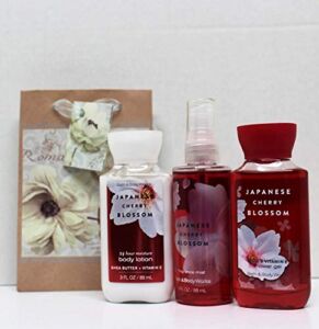 Bath and Body Works – Japanese Cherry Blossom – Shower Gel – Fine Fragrance Mist & Body Lotion – Travel Size Set w/Gift Bag