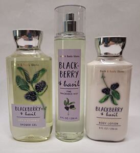 Bath & Body Works Blackberry & Basil Shower Gel, Body Lotion, Fine Fragrance Mist Daily Trio