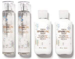 Bath and Body Works FRESH SPARKLING SNOW Value Pack – 2 Body Lotions and 2 Fragrance Mist – Full Size