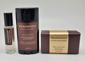 Teakwood – Men’s Collection – 3 pc Bundle – Mini Cologne, Antiperspirant Deodorant and Shea Butter Cleansing Bar