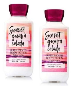 Bath and Body Works 2 pack super smooth body lotion Sunset guava colada. 8 Oz.