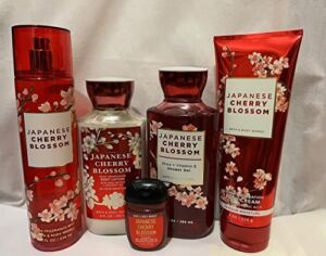 Bath and Body Works Japanese Cherry Blossom Bundle Gift Set: Lotion ~ Cream ~Fragrance Mist ~ Shower Gel + Small Sanitizing Hand Gel Lot of 5
