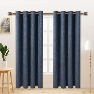 LORDTEX Linen Look Textured Blackout Curtains with Thermal Insulated Liner – Heavy Thick Grommet Window Drapes for Bedroom, 50 x 84 Inches, Blue, Set of 2 Panels