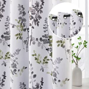 H.VERSAILTEX Blackout Curtains for Living Room Darkening Thermal Insulated Panels 95 Inch Long Light Blocking Gromment Curtains/Drapes, Grey and Sage Vintage Classical Floral Printing, 2 Panels
