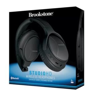 Brookstone Studio HD Wireless Headphones Enhanced Audio Foldable Design Black