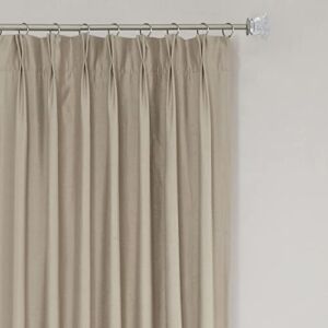 Central Park Full Blackout Pinch Pleat Window Curtain for Bedroom Living Room Window Treatment Thermal Insulated Drapes Backtab 84 Inches with 9 Hooks (Ring not Include), Linen, 40″x84″, 1 Panel