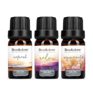 Brookstone Essential Oil Blends Spa Day Collection | Therapeutic Grade Spa Essential Oil for Diffuser and Topical Use | 3-Pack 10ml Bottles