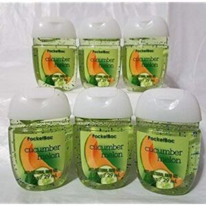 Bath and Body Works Pocketbac Hand Sanitizers Cucumber Melon 6 Pack bundle. 1 Oz