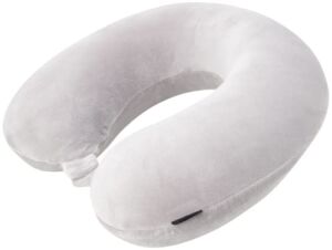 Brookstone Travel Neck Pillow – Classic Memory Foam Head and Neck Pillow for Vacations, Airplanes, Trains, Buses, and Cars, Size One Size, Grey