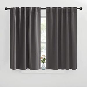 NICETOWN Blackout Window Curtains for Living Room – (Grey Color) 42×40 Inch, 2 Panels Set, Thermal Insulated Room Darkening Blackout Drapes / Draperies with Rod Pocket & Back Tab for Loft