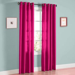 Gorgeous Home (MIRA) 2 Panels Solid Grommet Faux Silk Window Curtain Drapes Treatment in 63″ 84″ 95″ 108″ Length and Many Colors (HOT Pink, 63″ Short)