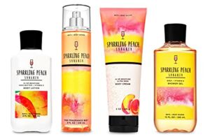 Bath and Body Works Sparkling Peach Sangria – Deluxe Gift Set – Body Lotion – Body Cream – Fine Fragrance Mist and Shower Gel – Full Size