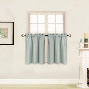 Better Home Style 100% Blackout 2 Tiers Window Treatment Curtain Insulated Drapes Short Panels for Kitchen Bathroom Basement RV Camper or ANY Small Window M3024 (Slate Blue, 2 Panels 28″W X 24″L Each)