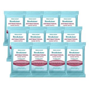 Brookstone 12 Packs – 20 Count Sanitizing Hand Wipes for a Cleansing and Waterless Wash, Advanced Hand Wipes, Travel Size (240 Wipes, Clear Fresh)