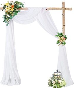 Wedding Arch Draping Fabric, 1 Panel 28″ x 19Ft White Wedding Arch Drapes Sheer Backdrop Curtain for Wedding Ceremony Party Ceiling Decor