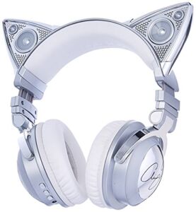 Brookstone Limited Edition Ariana Grande Wireless Cat Ear Headphones with External Speaker, Bluetooth Microphone, and Color Changing Accents