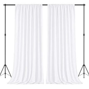 HOMEIDEAS 10ft x 10ft Backdrop Curtains for Parties 2 Panels White Photo Background Curtains,Polyester Rod Pocket Drapes for Wedding Birthday Decorations