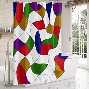 HiLelebay Retro Colorful Checkerboard Shower Curtain, Modern Abstract Minimal Bathroom Decor Accessories, Funky Hippie Groovy Cute Curtains 72Wx72H Inches, with 12 Hooks, Checkered Shower Curtains