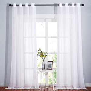 NICETOWN Sheer Window Curtain Panels – Solid White Lightweight & Airy Gauzy Panels/Drapes with Grommet Top (2-Pack, 54 Wide x 96 inch Long, White)