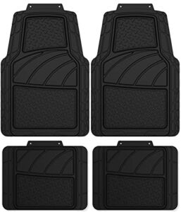 BROOKSTONE BK1287, 4 Piece Car Mats, All Weather Conditions, Anti Slip Materials, Durable & Rugged Surface, Universal Fit, Custom Trim