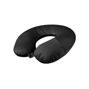 Brookstone Charcoal-Infused Memory Foam Travel Neck Pillow, 12.25″x11.75″, Black