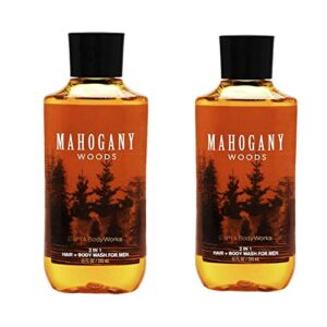 Bath & Body Works 2 in 1 Hair & Body Wash For Men Mahogany Woods (Pack of 2)