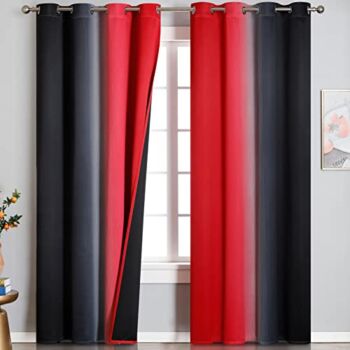 Black and Red Blackout Curtains 84 Inches Long, Ombre 100% Blackout Curtains for Bedroom, Full Light Blocking Thermal Insulated Gradient Grommet Curtains & Drapes for Living Room, 52×84 Inch, 2 Panels | The Storepaperoomates Retail Market - Fast Affordable Shopping