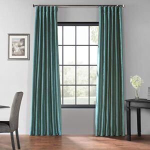 HPD Half Price Drapes Faux Silk Blackout Curtains For Room Decor Vintage Textured (1 Panel), PDCH-KBS14BO-84, Peacock