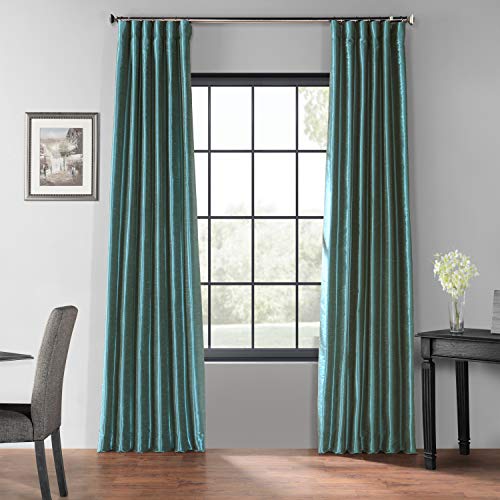 HPD Half Price Drapes Faux Silk Blackout Curtains For Room Decor Vintage Textured (1 Panel), PDCH-KBS14BO-84, Peacock | The Storepaperoomates Retail Market - Fast Affordable Shopping
