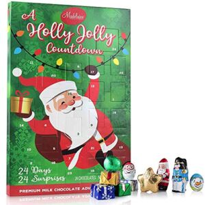 Madelaine Chocolate A Holly Jolly Christmas Countdown Advent Calendar, Filled With (6oz – 170g) 24 Solid Premium Milk Chocolate Christmas Themed Holiday Surprises (1 Pack)