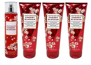 Bath & Body Works JAPANESE CHERRY BLOSSOM Value Pack – 3 Ultra Shea Body Cream and 1 Fine fragrance Mist Full Size