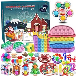 Gupgi Fidget Advent Calendar 2022 Christmas Countdown Calendar 24 Days Cheap Pop Bubble Sensory Fidget Toys Set Novelty Decorations