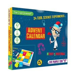 The Purple Cow Crazy Scientist Advent Calendar – 2022 Countdown to Christmas for Kids Boys Girls Who Love Science. Game Includes 24 Exciting Science Tricks & Experiments for Christmas Season Age 8-99