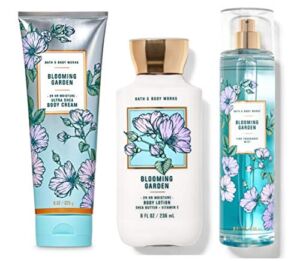 Bath and Body Works BLOOMING GARDEN – TRIO Gift Set – Body Cream – Fragrance Mist and Body Lotion – Full Size