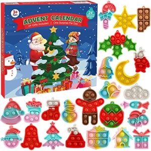 Fidget Advent Calendar 2022 for Kids, Christmas Countdown Calendar with 24 Pcs Mini Pop Toys, Pop Bulk Keychain Fidget Toys, Party Favors Stress Relief Toys for Girls Boys Adults