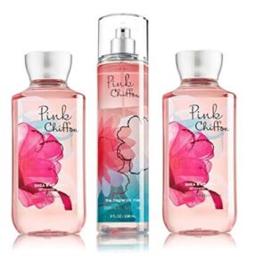 Bath & Body Works Signature Collection” Pink Chiffon” Gift Set 2 Shea Enriched Shower Gel & Fine Fragrance Mist Lot of 3 Full Size