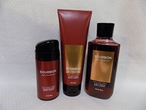 Bath and Body Works Bourbon – Three Piece Men’s Collection 8 oz Body Cream, 3.7 oz Deodorizing Body Spray, 10 oz 2-IN-1 Hair and Body Wash