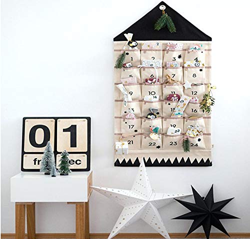 Hosmide Christmas Advent Calendars 24 Bags DIY Xmas Countdown Decorations Hanging Bag (Black) | The Storepaperoomates Retail Market - Fast Affordable Shopping
