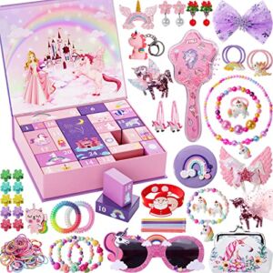 Girls Advent Calendar 2022 – Unicorn Gifts for Girls 24 Days Surprise Gift Box Funny Christmas Countdown Calendar for Teen Girl Kid Xmas Gift Basket with Hair Accessories Jewelry Sunglasses Coin Purse