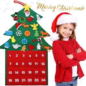 TOY Life Christmas Advent Calendar 2022 Kids Toddler – Christmas Countdown Calendar – Hanging Christmas Tree Advent Calendar with 24 Pockets and Felt Christmas Crafts – Christmas Toddler Gifts