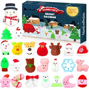 Advent Calendar 2022 Mochi Animals Squishy Toys, 24 Pcs Mini Stress Relief Toys for Kids Christmas Party Favor, Christmas Countdown Calendar, Kawaii Fidget Toys Gifts for Toddlers Boys Girls