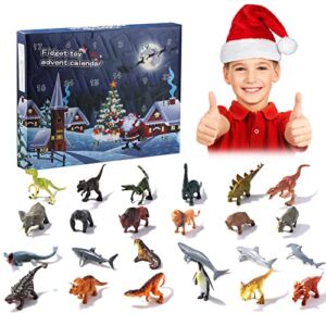 Dinosaur Advent Calendar 2022，24 Days Countdown to Christmas Advent Calendars， Dinosaur Playset with Sea and Forest Animals, Christmas Gifts for Boys and Girls 3 4 5 6 Years Old