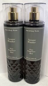 Bath and Body Works Sweater Weather Fine Fragrance Mists Pack Of 2 8 oz. Bottles (Sweater Weather)