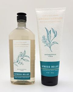 Bath & Body Works – Aromatherapy Stress Relief Eucalyptus Tea – 2 pc Bundle Wash Foam Cream 8 oz 2020, Full Size