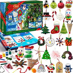 JOYIN 24 Days Christmas Art and Craft Advent Calendar 2022 Christmas Countdown Advent Calendar with Children’s scissors, glue for crafting, lanyards, paints, watercolor pens, small decorations for Kids Christmas Party Favor Gifts