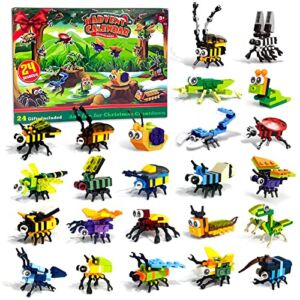Advent Calendar 2022 with 24 Pack Animal Building Blocks Toys Gift Box for Kids Boys Girls 24 Days Christmas Countdown Party Favors Stocking Stuffers